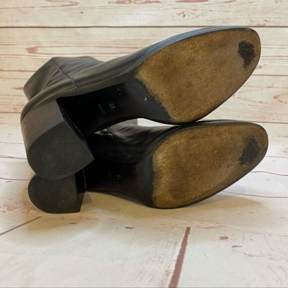 Alexander Wang Black Leather Block Heel Ankle Bootie Sz 39 US 9 - Picture 8 of 9